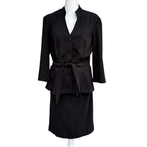 T. Milano Vintage Black Tie Waist Blazer Skirt Set